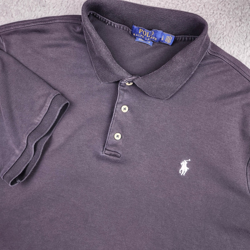Polo Ralph Lauren Classic Fit Black Polo Shirt White Pony 100% Cotton Large